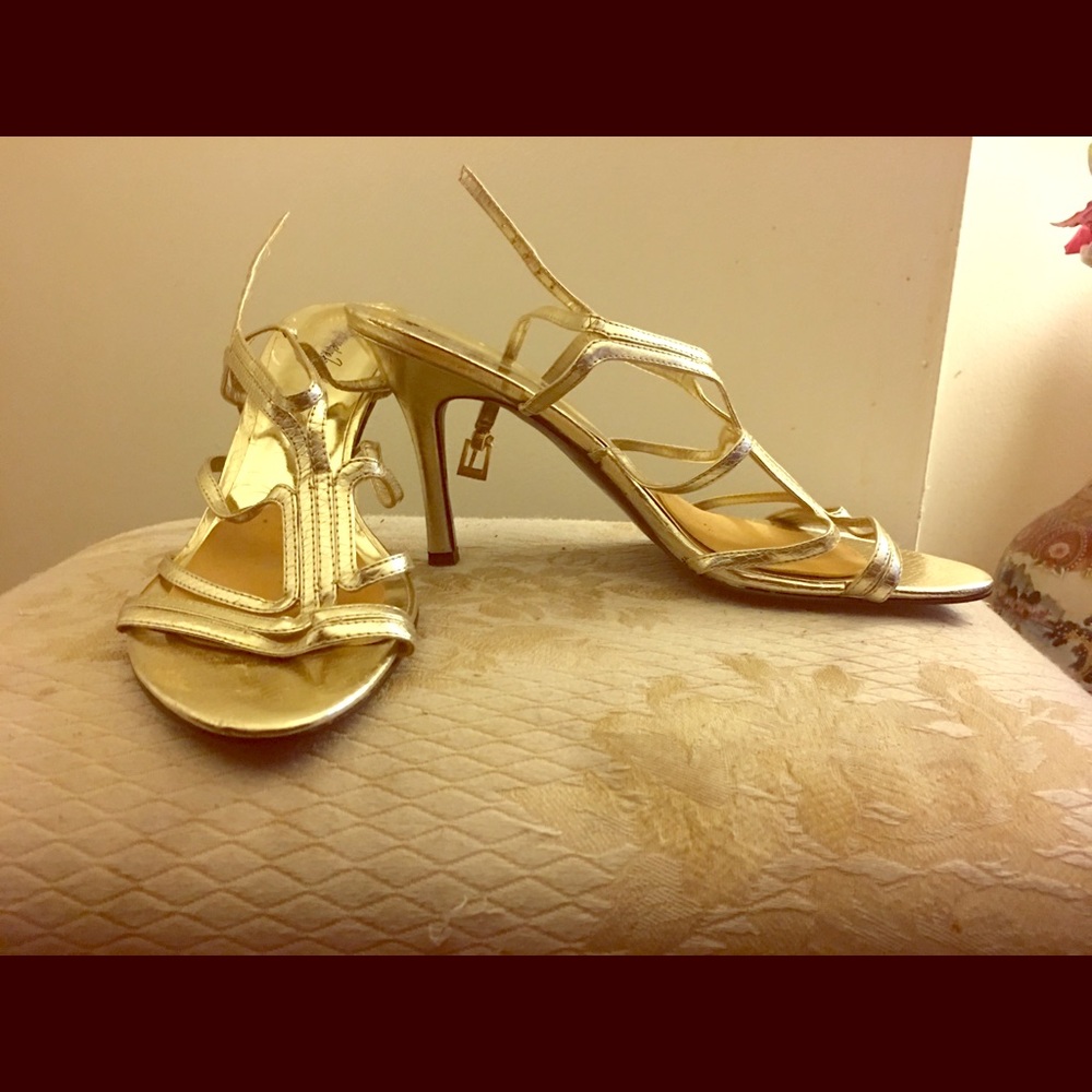 Gold heels open toe